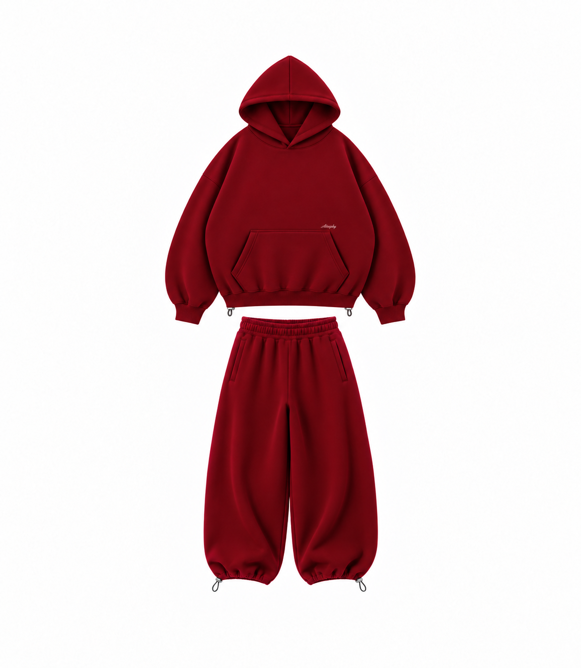 Zestaw Burgundy – bluza i spodnie na białym tle