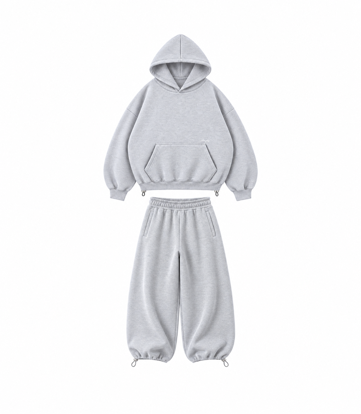 Zestaw Grey Melange – bluza i spodnie na białym tle