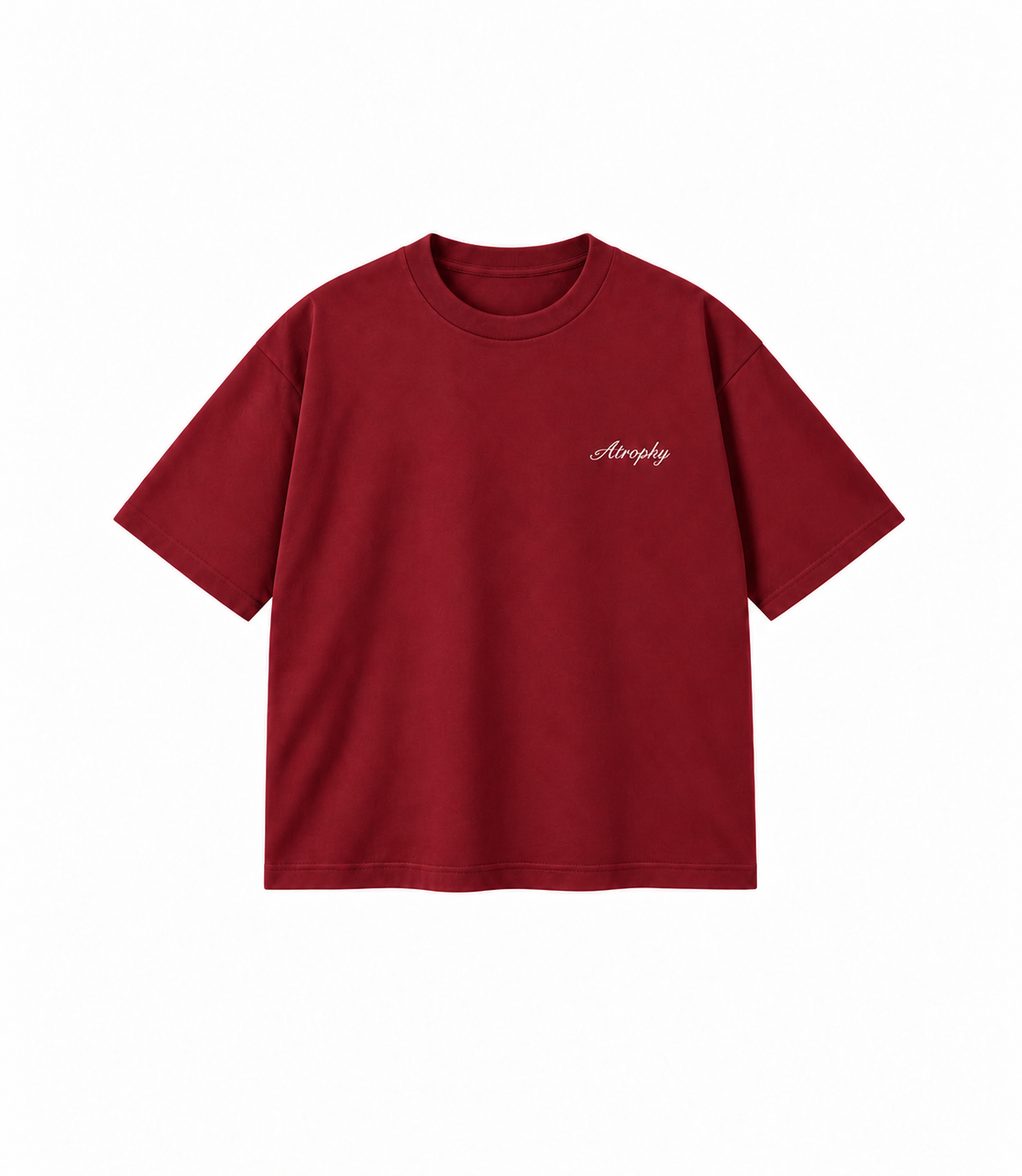 Basic T-Shirt - Burgundy — małe logo ATROPHY na piersi