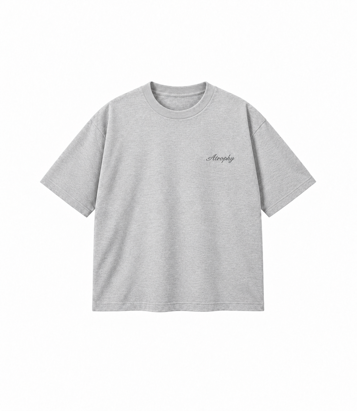 Basic T-Shirt - Grey Melange — małe logo ATROPHY na piersi