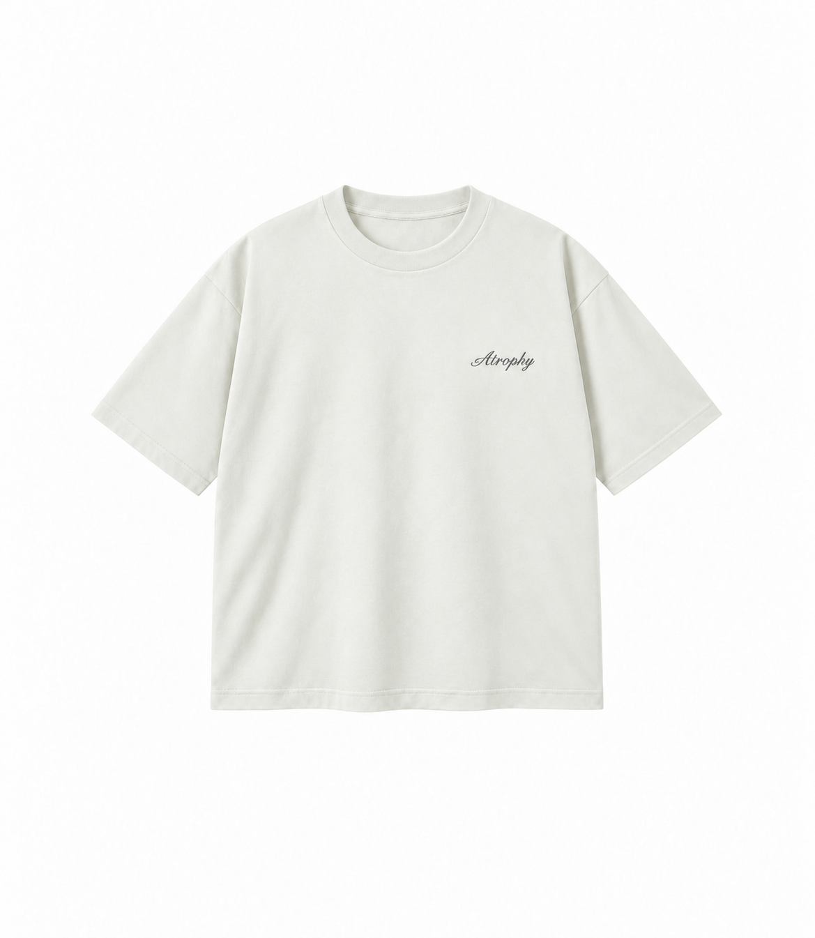 Basic T-Shirt - Off White — małe logo ATROPHY na piersi