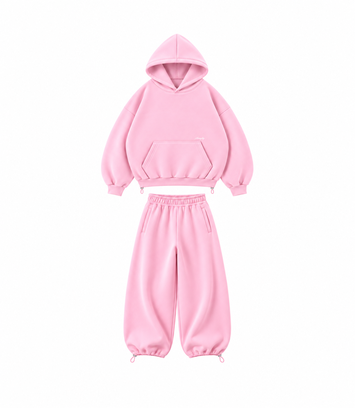 Zestaw Baby Pink – bluza i spodnie na białym tle