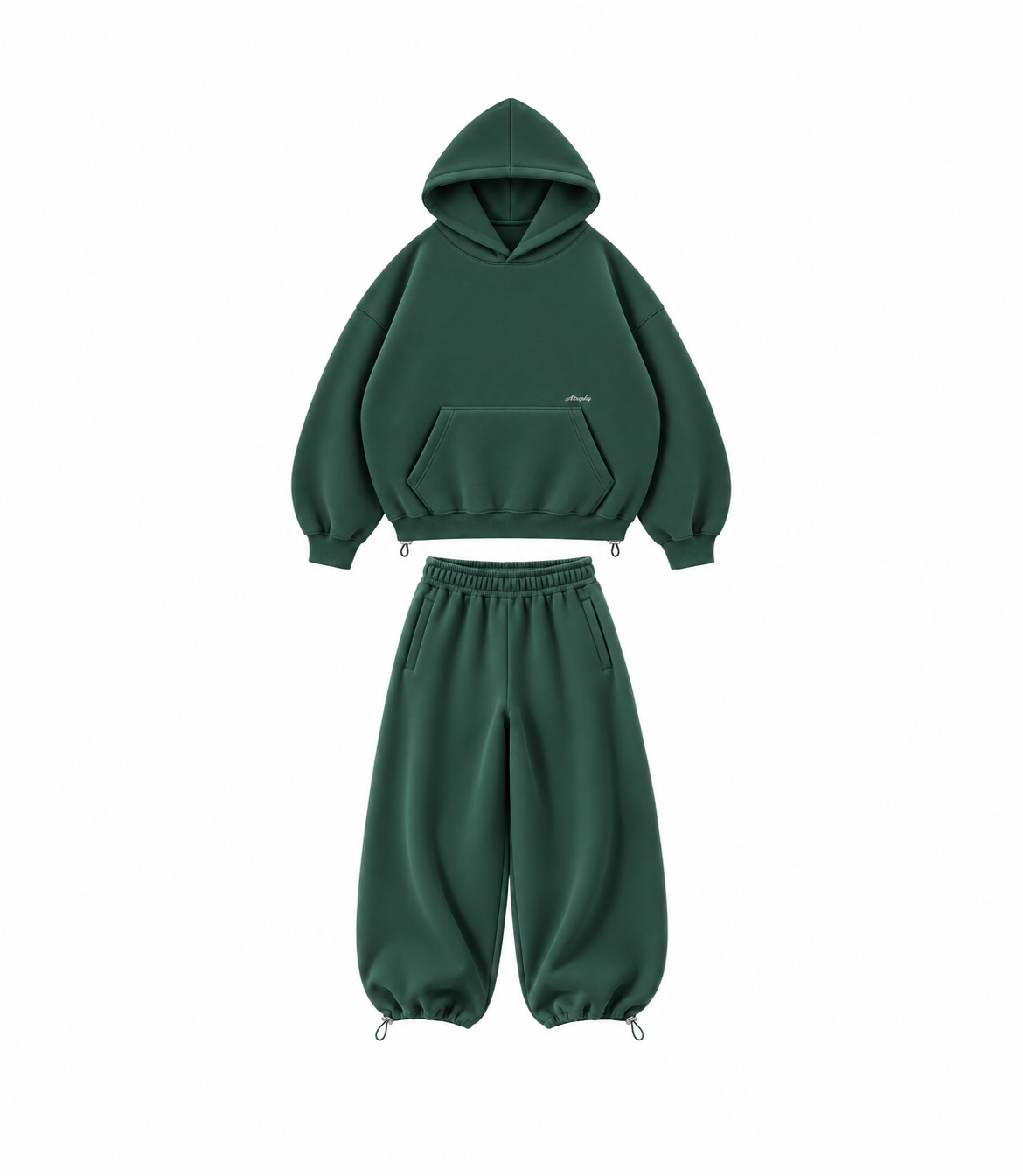 Zestaw Bottle Green – bluza i spodnie na białym tle