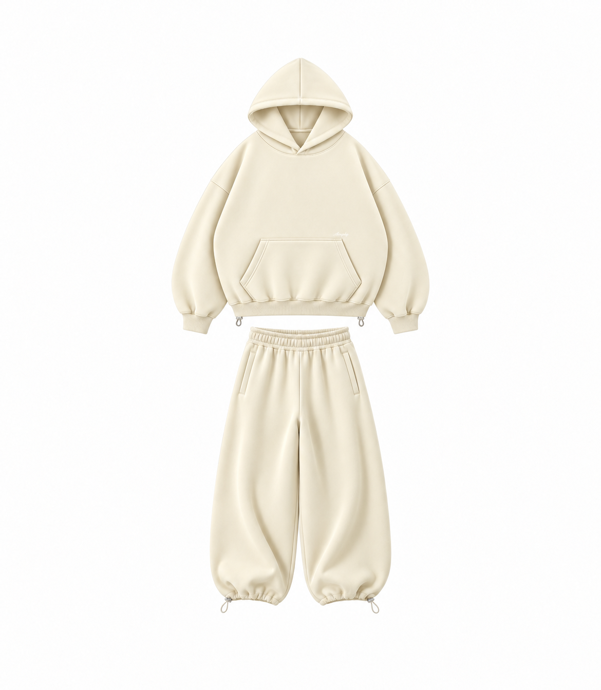 Zestaw Cream – bluza i spodnie na białym tle