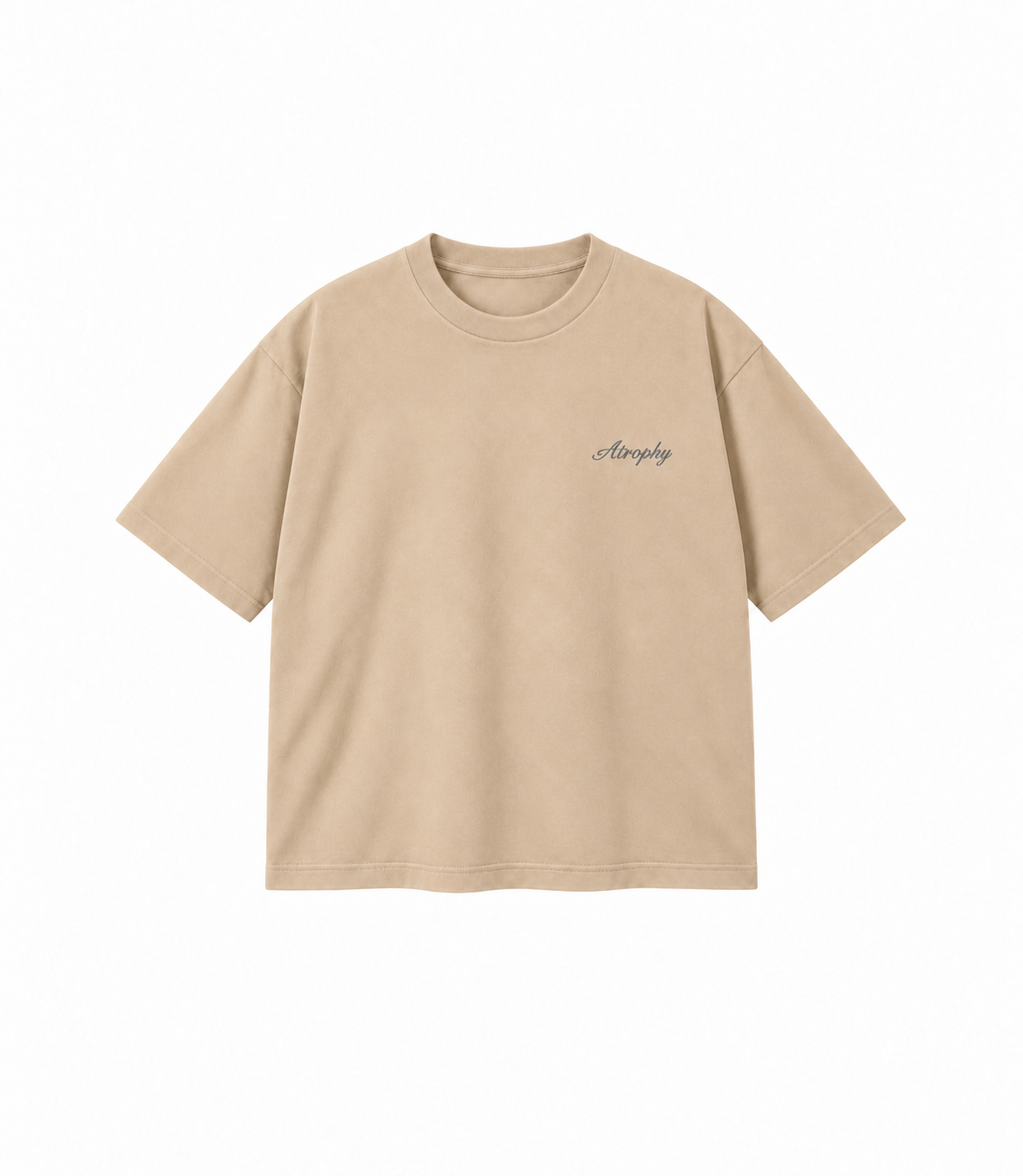 Basic T-Shirt - Beige — małe logo ATROPHY na piersi