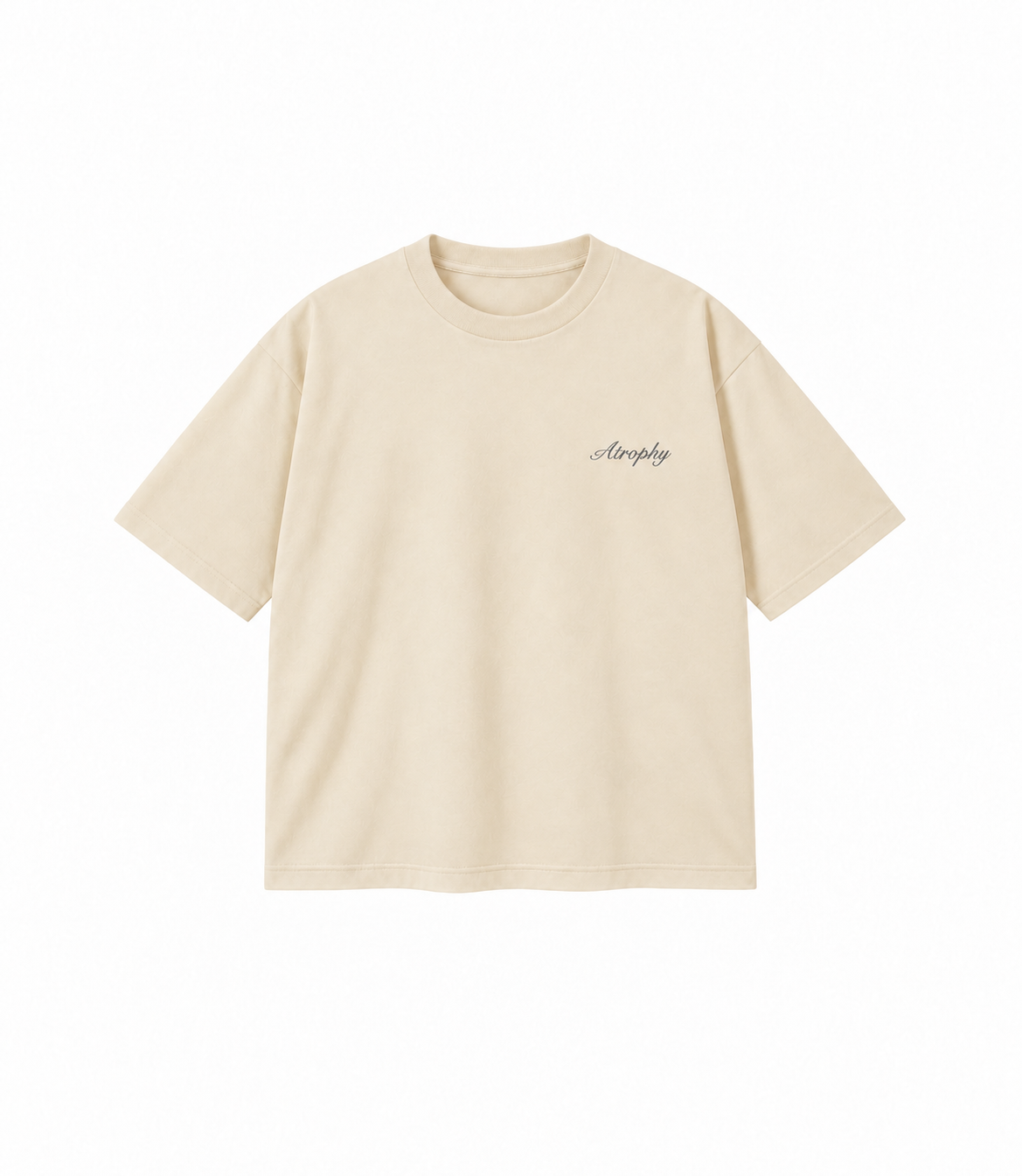 Basic T-Shirt - Cream — małe logo ATROPHY na piersi