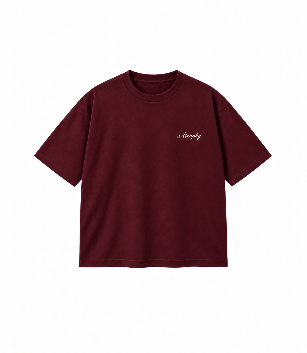 Basic T-Shirt - Dark Burgundy — małe logo ATROPHY na piersi