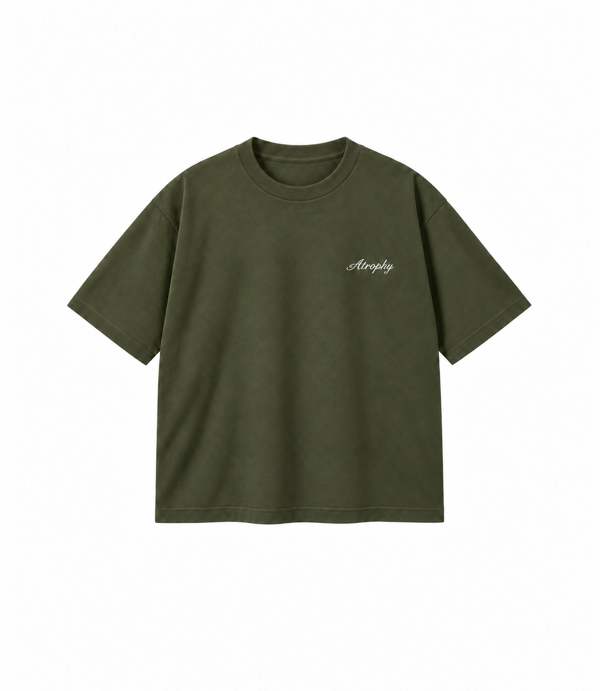 Basic T-Shirt - Olive — małe logo ATROPHY na piersi