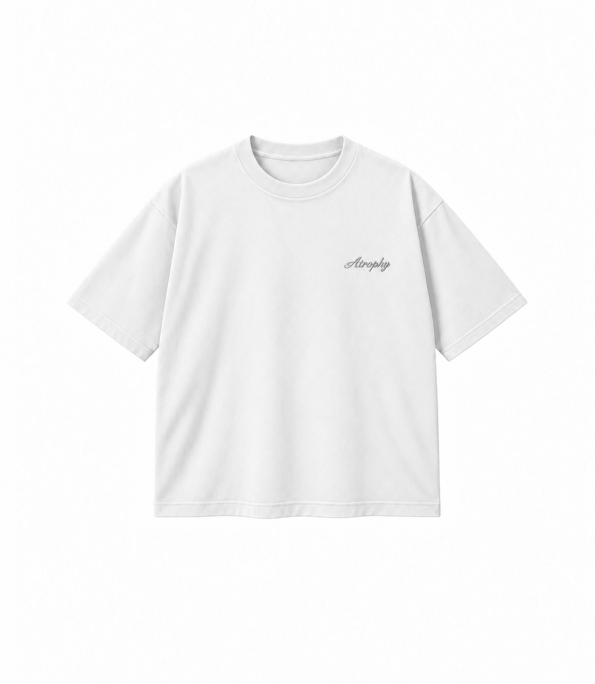 Basic T-Shirt - White — małe logo ATROPHY na piersi